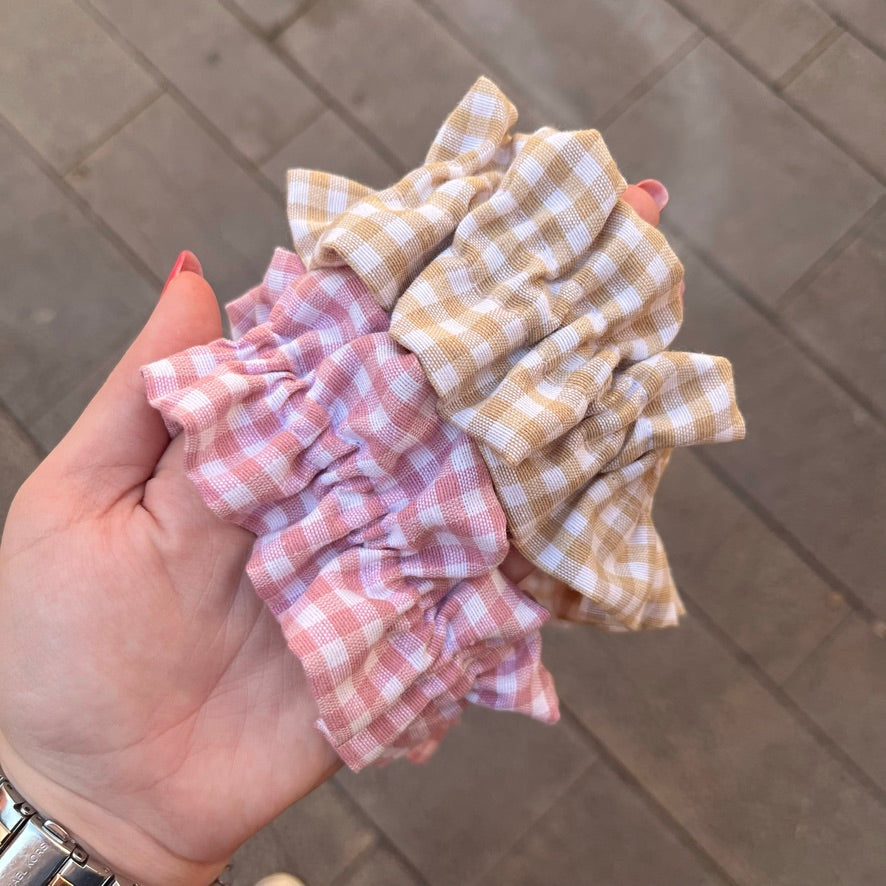 CORREA PORTAMÓVIL VOLANTE VICHY BEIGE (6cm ancho)