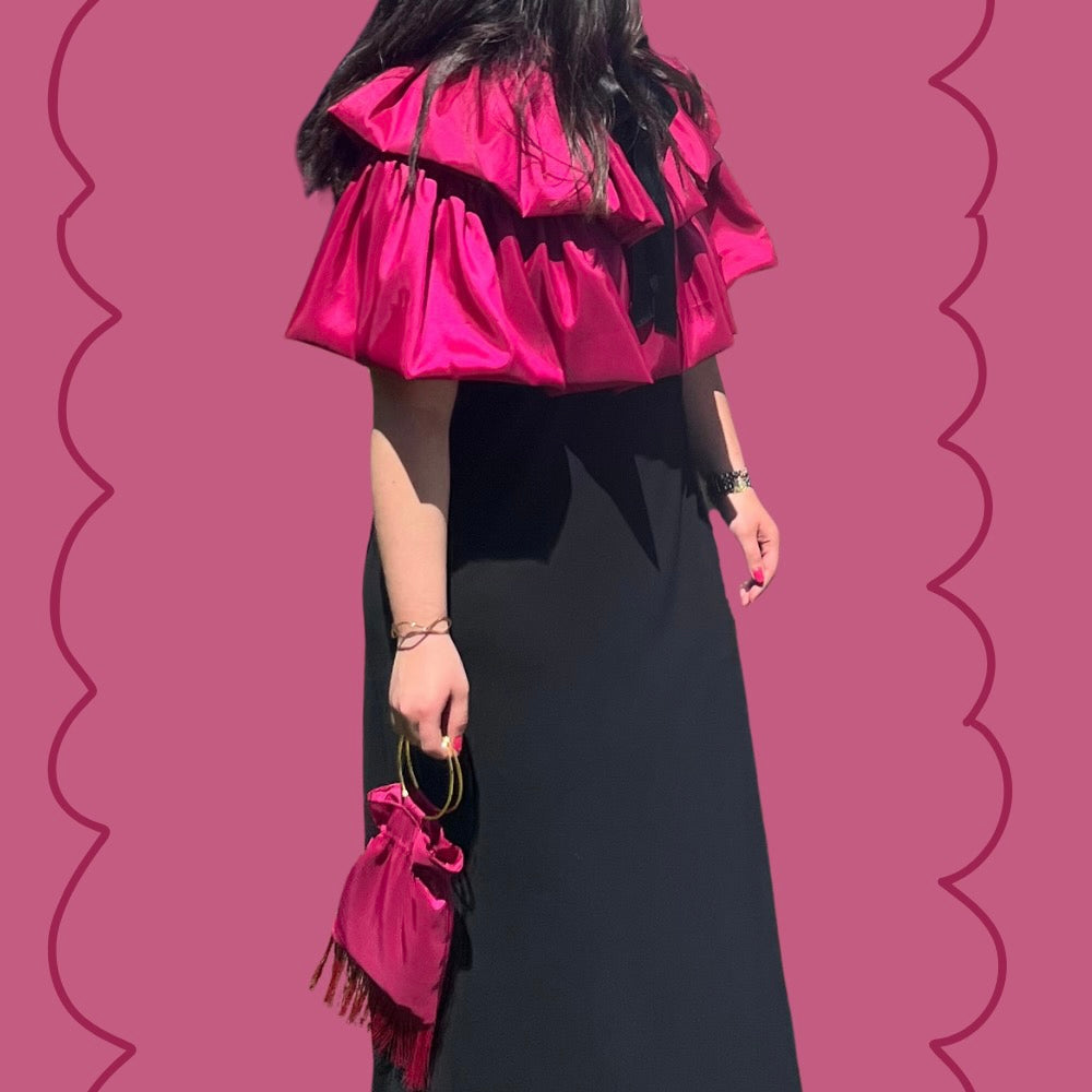 BOLSO FIESTA TAFETÁN FUCSIA