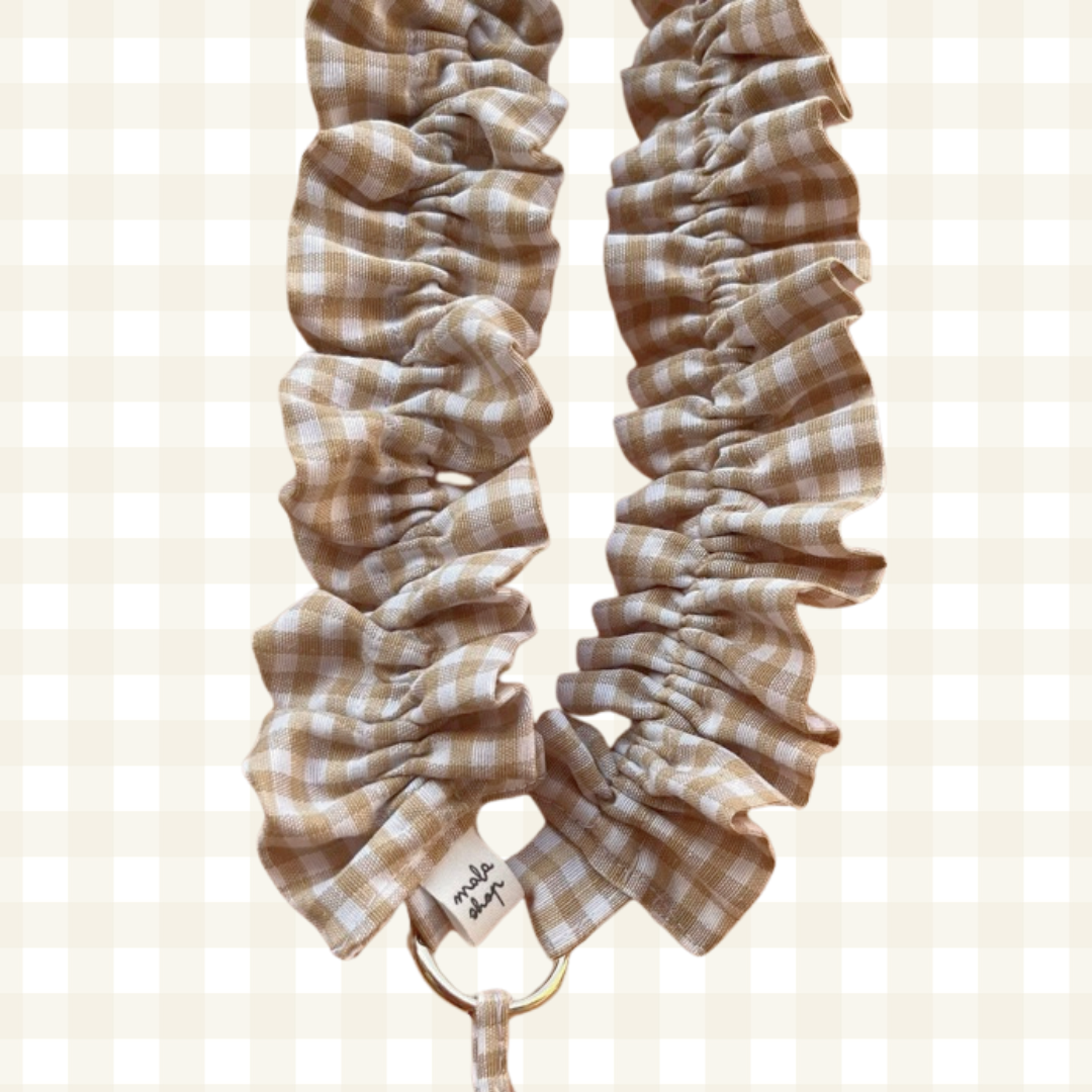 CORREA PORTAMÓVIL VOLANTE VICHY BEIGE (6cm ancho)