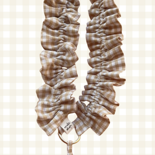 CORREA PORTAMÓVIL VOLANTE VICHY BEIGE (6cm ancho)