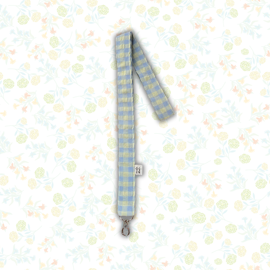 CUELGA LLAVES VICHY AZUL Y AMARILLO