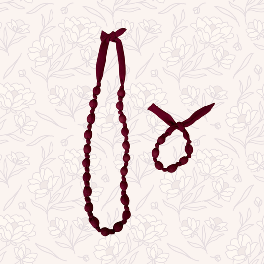 PACK COLLAR + PULSERA BOLAS TELA