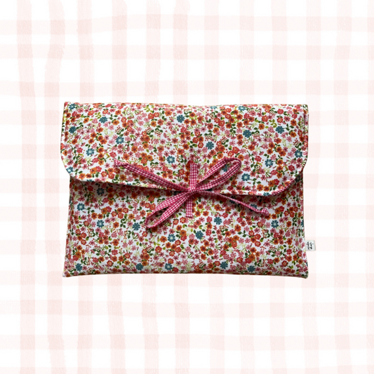 FUNDA FLORES Y VICHY ROSA